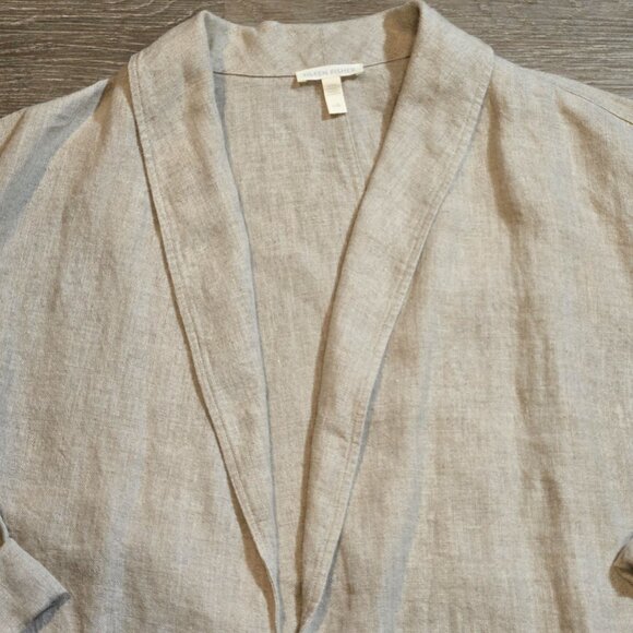 Eileen Fisher Jacket Womens Large Heavy Organic Linen Lagenlook Minimalist Boho - Picture 6 of 9